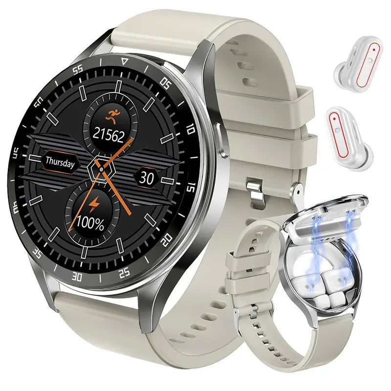 Smart Watch With Earplugs, 2-in-1 Headset Watch, With Fitness Tracker. Smart Watch With Speaker For Answering Calls, Sleep Monitor, Sports Smart Watch With Long Standby Time, Suitable For Android And IPhone by Anti Spier