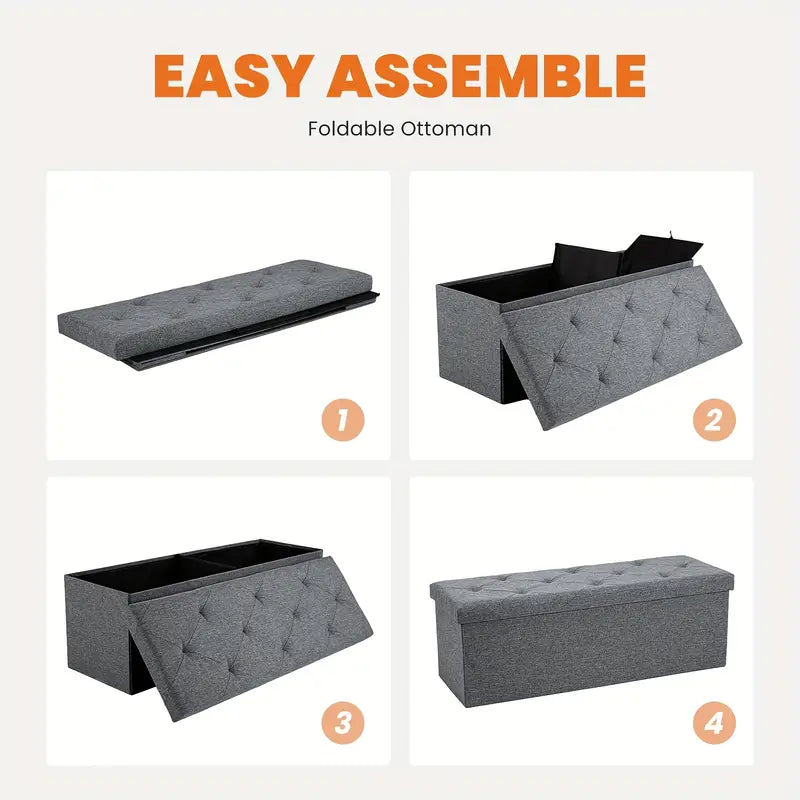 Padded Storage Ottoman Bench with Seating | Folding Ottoman Stool, Storage Chest, End Of Bed Bench for Bedroom, Living Room by Anti Spier