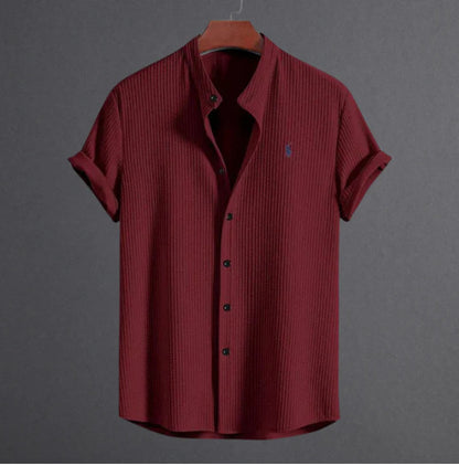 Men's summer new men men's short sleeve solid color men's shirt top by Hypersku