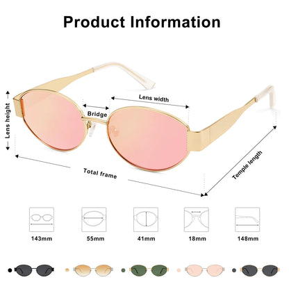 SOJOS Retro Oval Sunglasses for Women Men Trendy Sun Glasses Classic Shades UV400 Protection SJ1217 Gold/Grey by Anti Spier