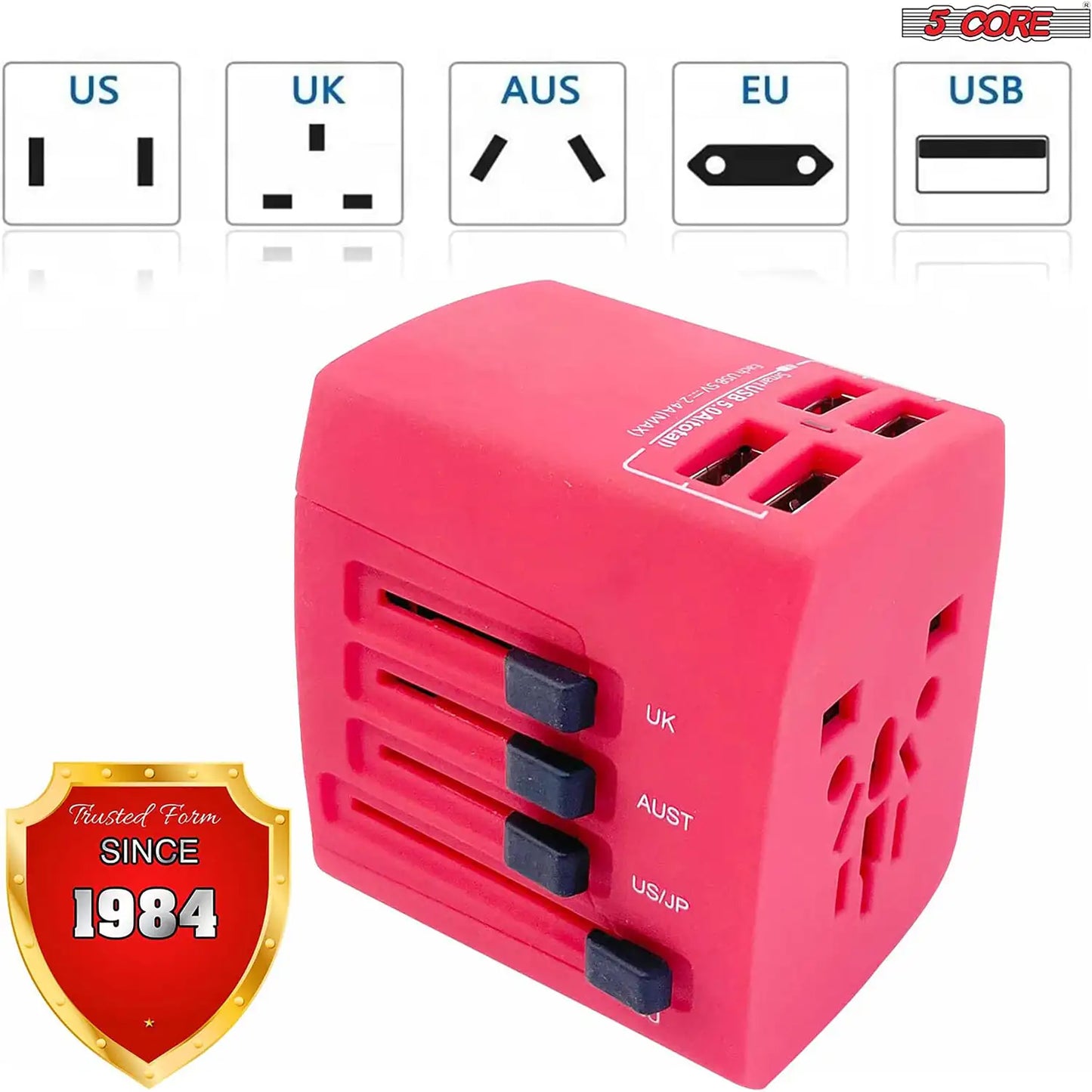 Universal Travel Adapter International Power Adapters 3 Pack Multicharger Plug w 4 USB Ports by Anti Spier