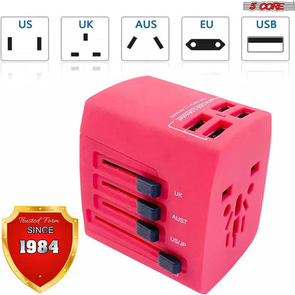 Universal Travel Adapter International Power Adapters 3 Pack Multicharger Plug w 4 USB Ports by Anti Spier