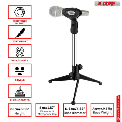 5Core Desktop Mic Stand Tripod Universal Desk Microphone Holder Table Top Stands by Anti Spier