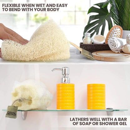 Almooni Egyptian Loofah Exfoliating Body Scrubber, Natural Real Egyptian Shower Loofah Sponge Body Scrubber for Women and Men, for Body and Face That Will Get You Clean - 2 Count (1 Pack) 2 Count (Pack of 1) by Anti Spier
