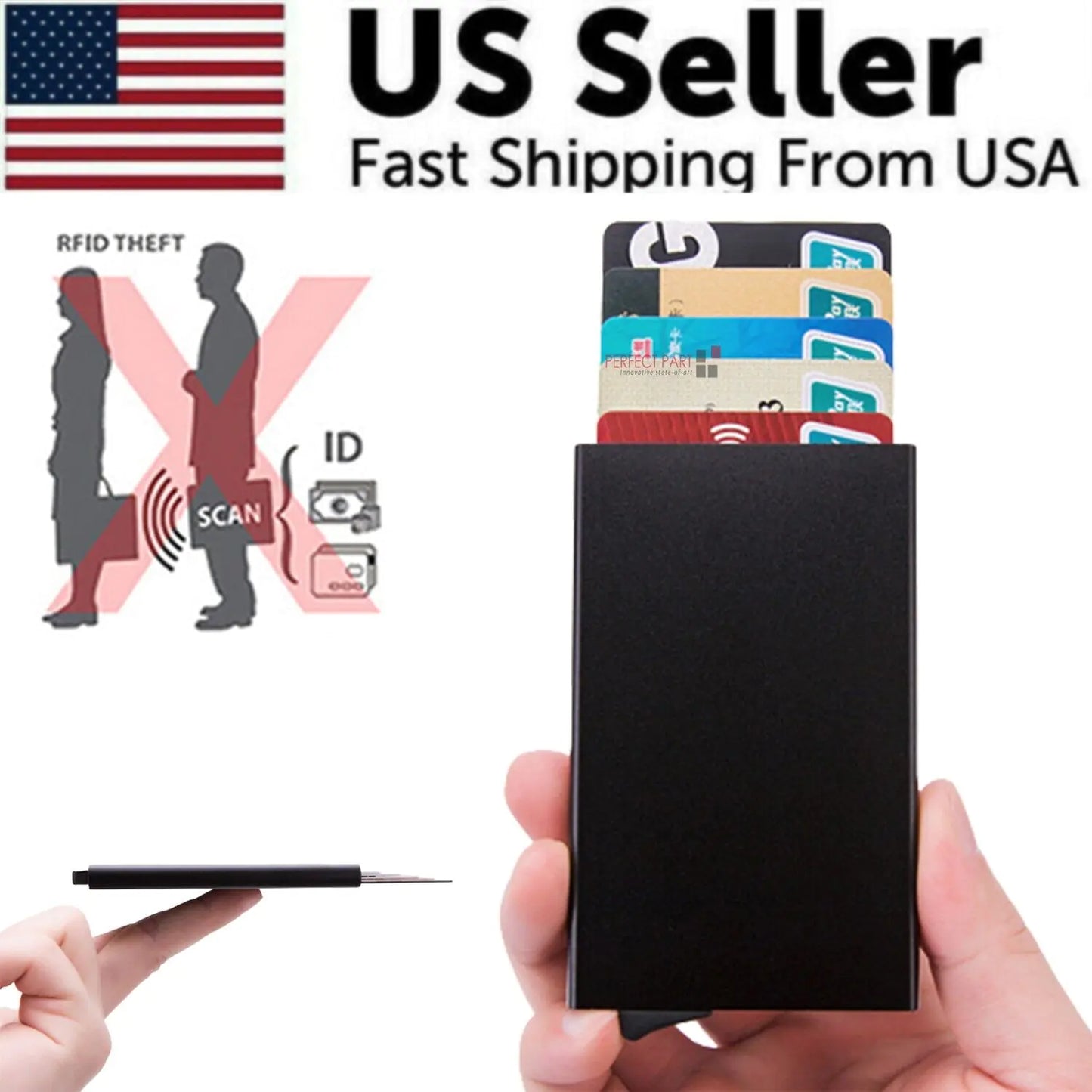 Mens RFID Blocking Slim Money Clip Carbon Fiber Wallet ID Credit Card Holder New by Anti Spier