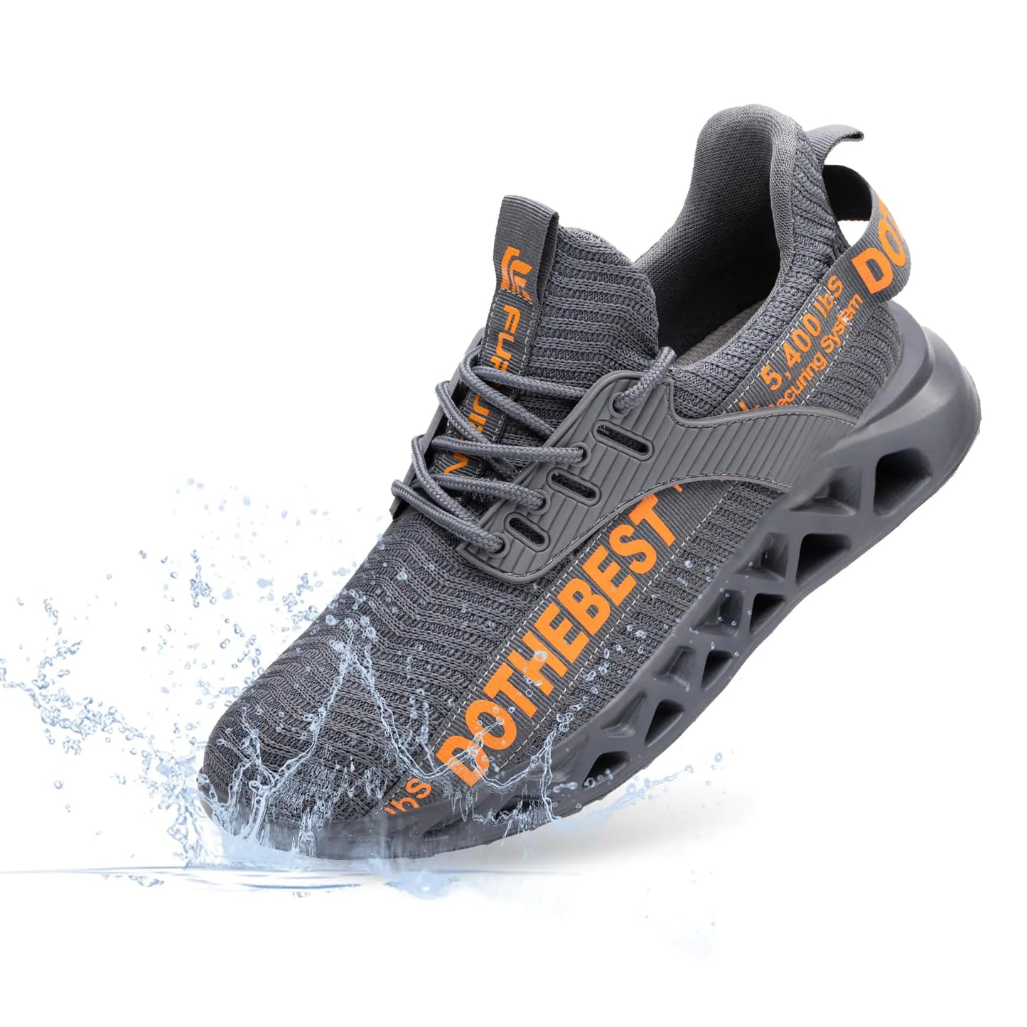 Furuian Steel Toe Sneakers for Men Women Lightweight Safety Shoes Comfortable Puncture Proof Slip On Indestructible Work Shoes 6.5 Women/5 Men Waterproof Grey by Anti Spier