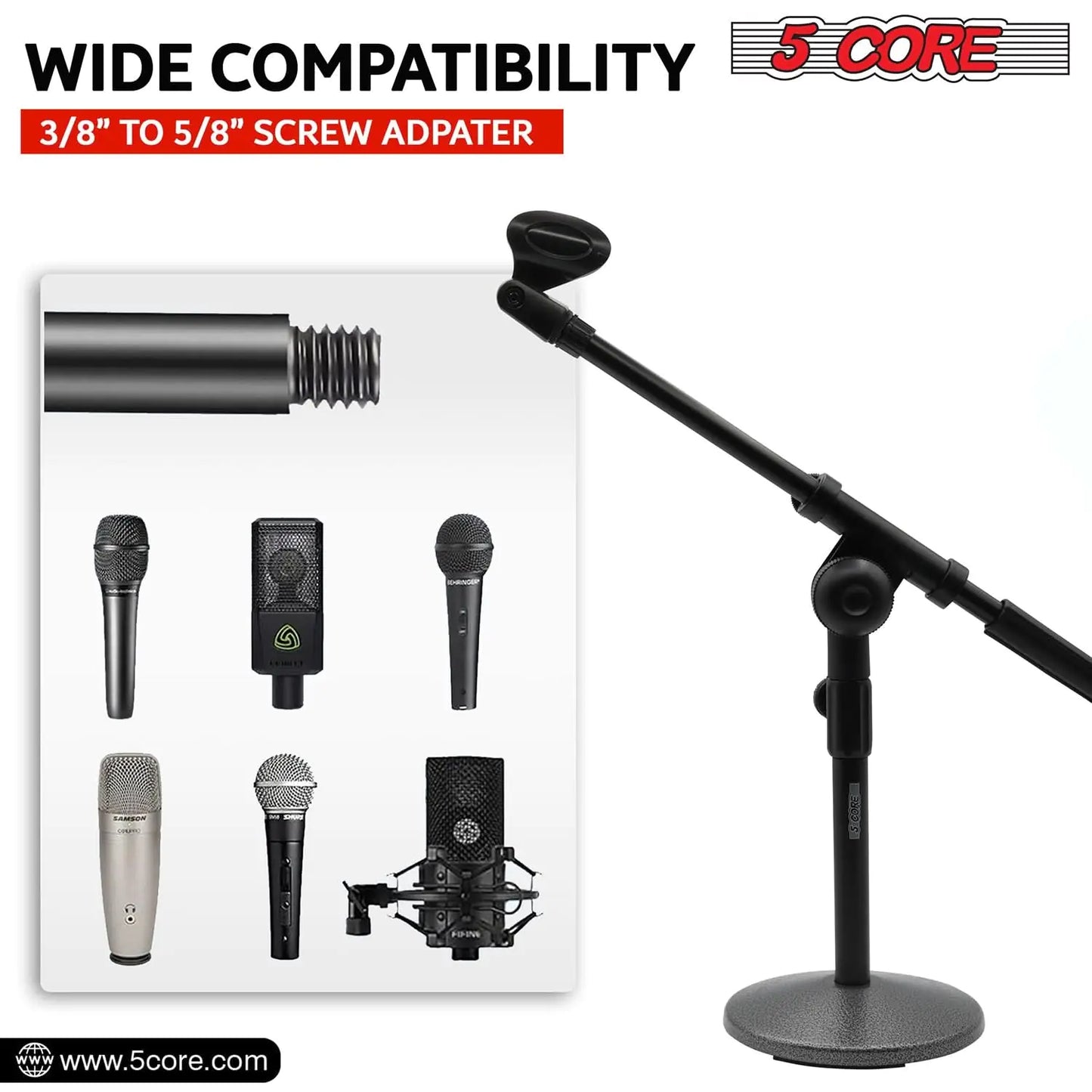 5Core Round Base Desktop Mic Stand Universal Desk Microphone Holder Table Top Stands BLACK by Anti Spier