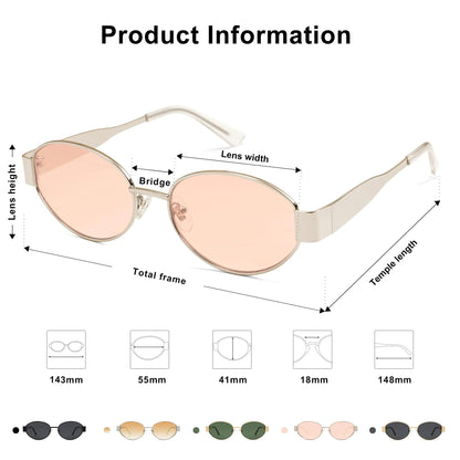 SOJOS Retro Oval Sunglasses for Women Men Trendy Sun Glasses Classic Shades UV400 Protection SJ1217 Light Gold/Light Brown by Anti Spier
