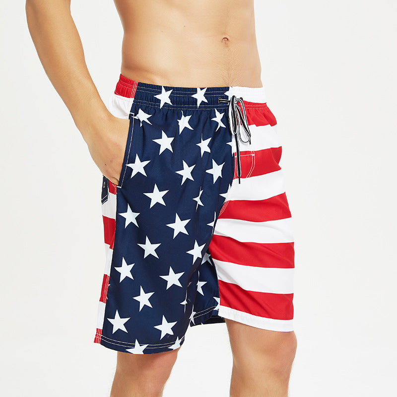 American flag Amazon cross-border exclusive for explosive quick-drying loose beach pants men's oversized five-minute swim shorts by Hypersku