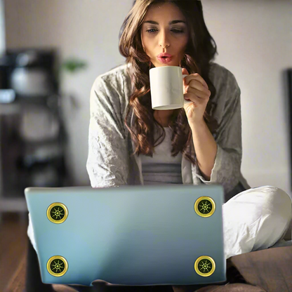 EMF Sticker Blockers Neutralize Shield Protection for Cell Phones cases and Electronic Devices WiFi 5G Tablets Laptops Computers TV Monitors(6 Pcs Gold) by Anti Spier