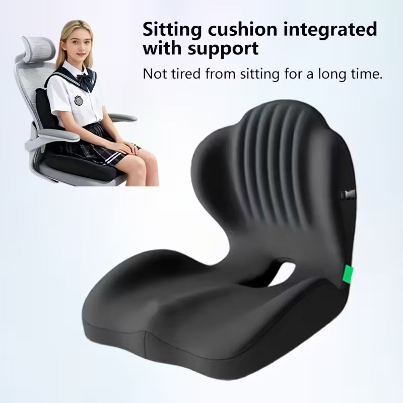 Ergonomic Memory Foam Seat Cushion with Raised Back & Breathable Hollow Design - Office Chair Cushion for Posture Support, Black, Buttock Cushion for Home Office, Desk, or Car Seat, Seat Cushion for Chair, Posture Improvement, Contoured Shape by Anti Spier