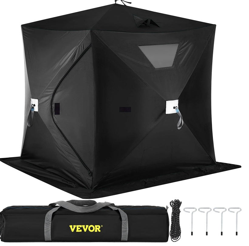 2-3 Person Ice Fishing Shelter, Pop-Up Portable Insulated Ice Fishing Tent, Waterproof Oxford Fabric by Anti Spier