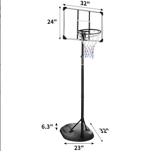 Portable Basketball Hoop System Stand Height Adjustable 7.5ft - 9.2ft With 32 Inch Backboard And Wheels For Youth Adults Indoor Outdoor Basketball Goal by Anti Spier