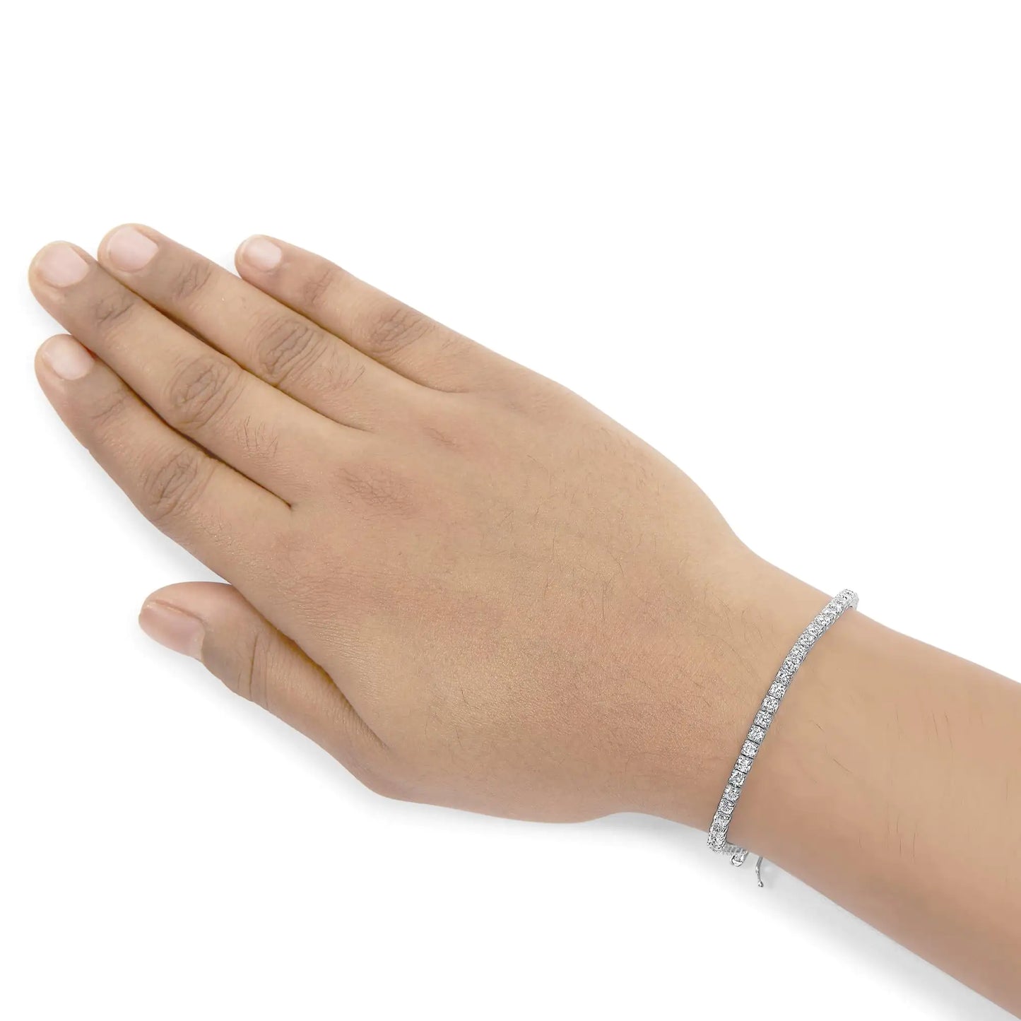 14K White Gold Lab Grown 4.00 Cttw Round Brilliant Cut Diamond Prong Set Classic Tennis Bracelet - 7" (F-G Color, VS2-SI1 Clarity) by Anti Spier