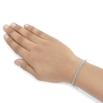 14K White Gold Lab Grown 4.00 Cttw Round Brilliant Cut Diamond Prong Set Classic Tennis Bracelet - 7" (F-G Color, VS2-SI1 Clarity) by Anti Spier