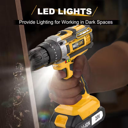 20V 2-Variable Speed Cordless Drill Set, Impact Power Drill With 3/8 Inch Keyless Chuck, 18+3 Clutch Electric Drill, Max Torque 45Nm, Work Light, 2.0AH Batteries And Fast Charger by Anti Spier