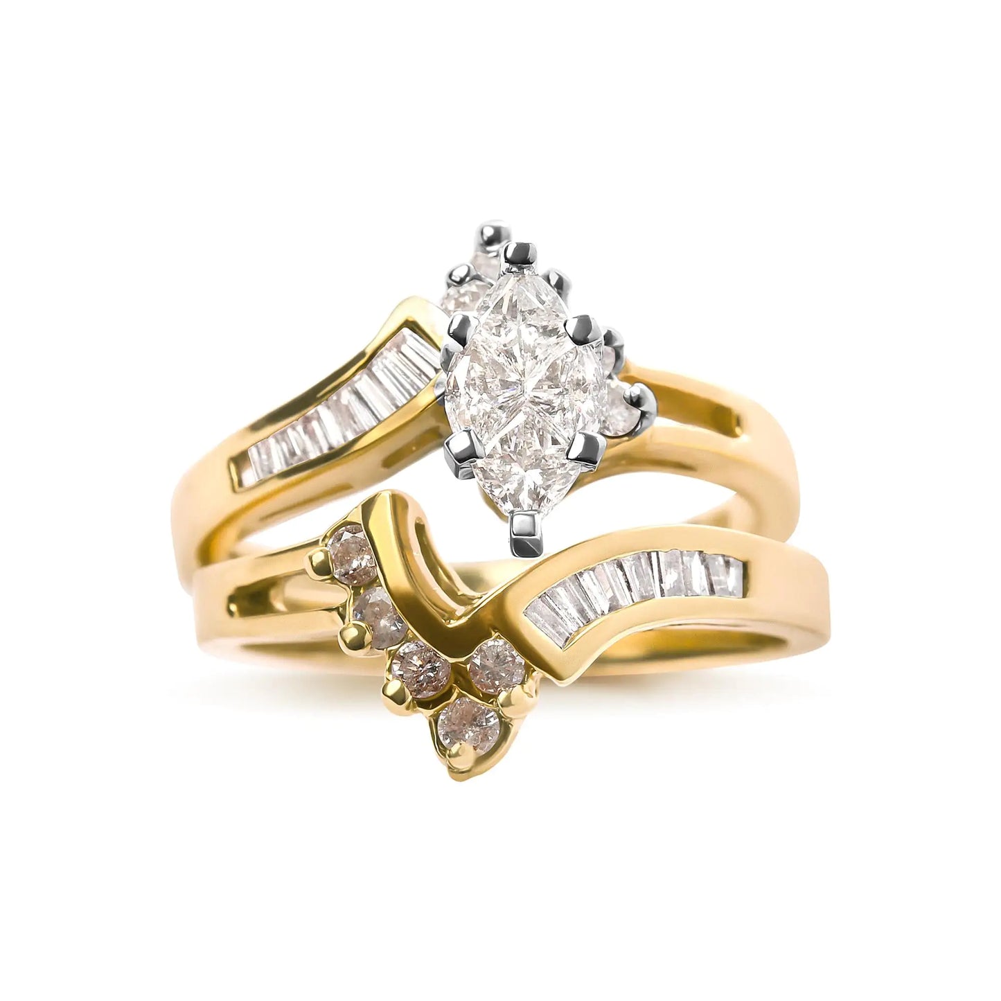 14K Two Tone 3/4 Cttw Diamond Engagement Ring Set (H-I Color, SI1-SI2 Clarity) by Anti Spier