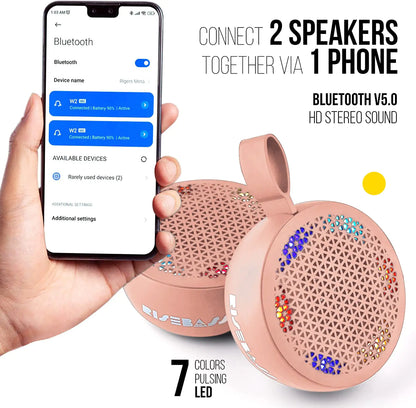 RISEBASS Water Resistant Bluetooth Shower Speaker, Handsfree Portable Speakerphone Control Buttons with LED Light, True Wireless Stereo for Bathroom, Kitchen, Hiking, Kayak, Beach, Gifts by Anti Spier