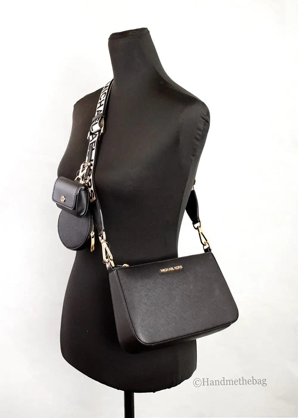 Michael Kors Jet Set Black Leather Tech Crossbody Bag by Anti Spier