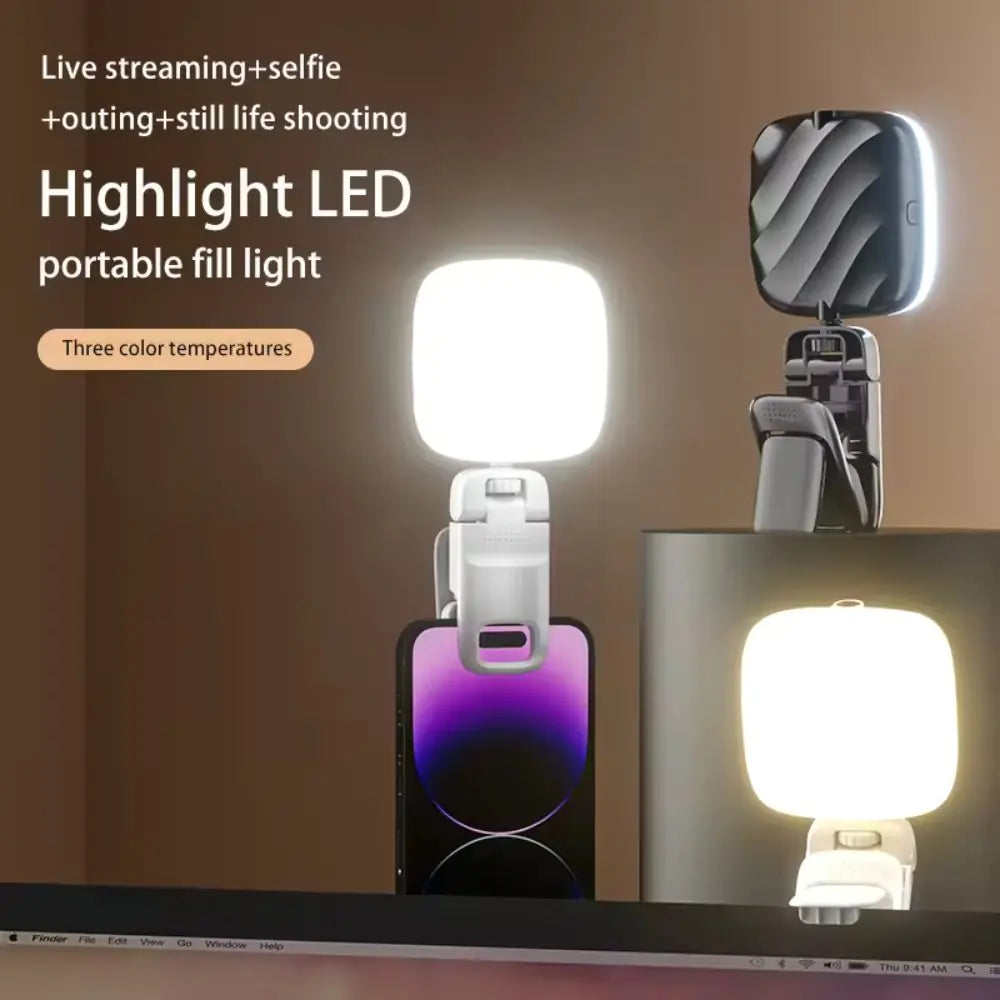 LED Clip-on Phone Light with Adjustable Stand by Anti Spier