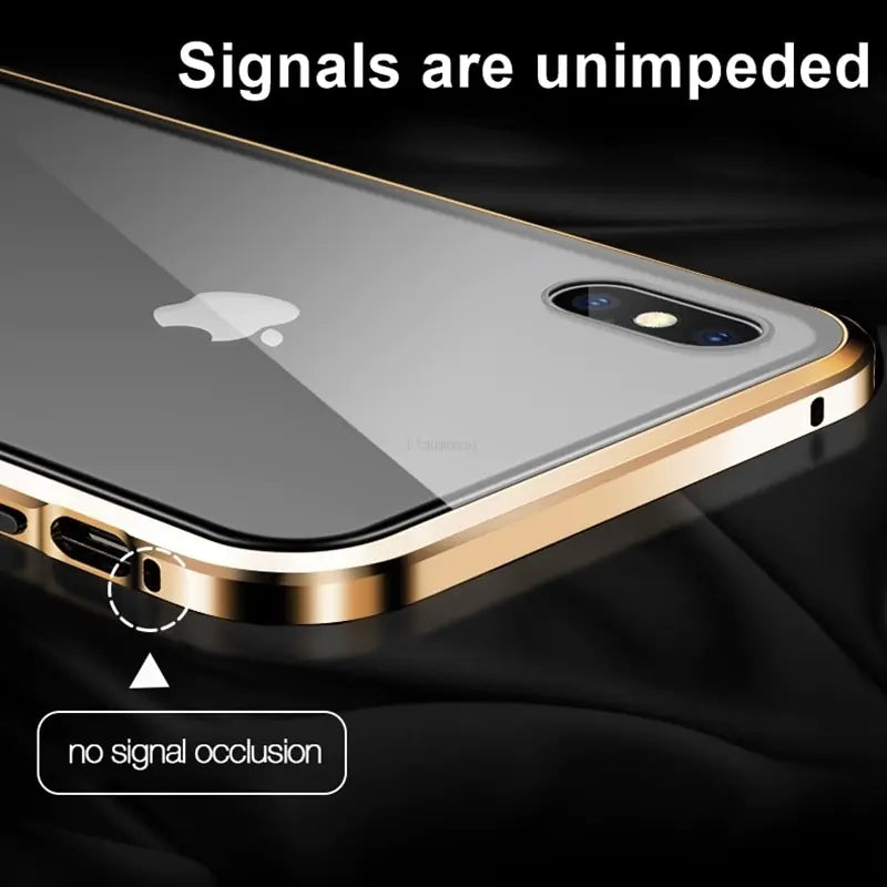 Magnetic Tempered Glass Privacy Metal Case iphone by Anti Spier