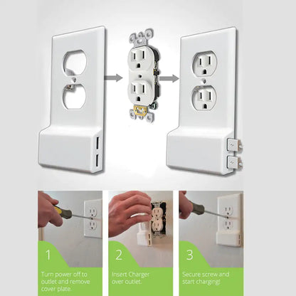 Invisible Dual USB Wall Charger Plate With Surge Protection by Anti Spier