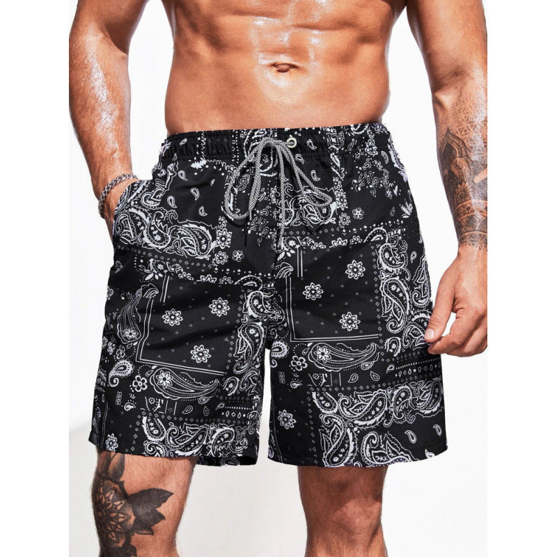 Beach pants men's large size quick dry loose thin men's shorts sports casual flower pants by Hypersku