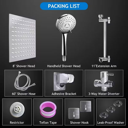 High-Pressure Shower Head with Handheld Spray - Combination Shower System, 9-Spray Settings (Rain & Handheld), Leak proof Shower heads with Flexible Hose & Bracket, Adjustable Height/Angle, Stainless Rainfall Shower head Suitable for Modern Bathrooms by Anti Spier