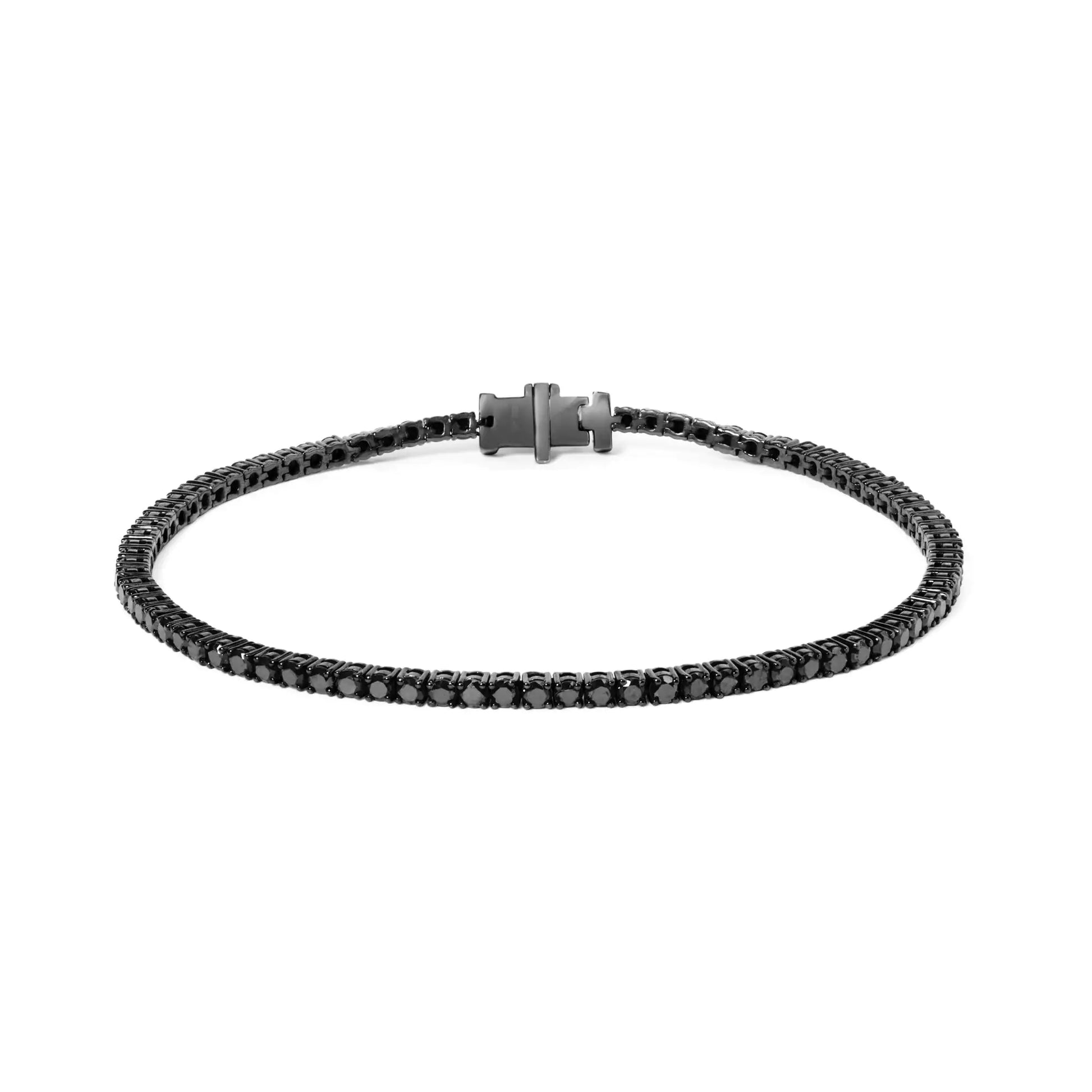Black Rhodium Plated .925 Sterling Silver 5.00 Cttw Black Diamond Tennis Bracelet (Black Color, I2-I3 Clarity) - 8.5 Inches by Anti Spier