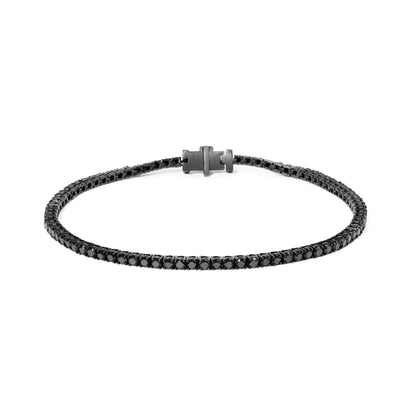 Black Rhodium Plated .925 Sterling Silver 5.00 Cttw Black Diamond Tennis Bracelet (Black Color, I2-I3 Clarity) - 8.5 Inches by Anti Spier