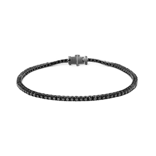 Black Rhodium Plated .925 Sterling Silver 5.00 Cttw Black Diamond Tennis Bracelet (Black Color, I2-I3 Clarity) - 8.5 Inches by Anti Spier