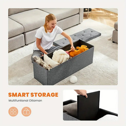Padded Storage Ottoman Bench with Seating | Folding Ottoman Stool, Storage Chest, End Of Bed Bench for Bedroom, Living Room by Anti Spier