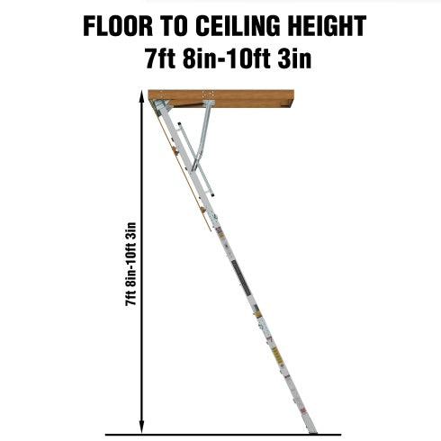 Household Aluminum Attic Ladder 25 X 54 ,350lbs Capacity, 7-10 Ft Ceiling Height by Anti Spier