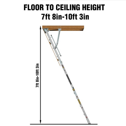 Household Aluminum Attic Ladder 25 X 54 ,350lbs Capacity, 7-10 Ft Ceiling Height by Anti Spier