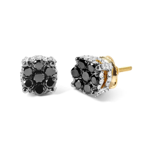 Men's 10K Yellow Gold 1.00 Cttw White and Black Treated Diamond Earring (Black / I-J Color, I2-I3 Clarity) by Anti Spier