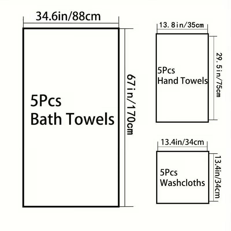 15pcs Bulk Bath & Hand Towel Set - Large 300GSM Microfiber Towels (5 Bath, 5 Hand, 5 Washcloths) - Heavy-Duty, Quick-Dry & Highly Absorbent for, Spa, Hotel - Multi-Color Options by Anti Spier