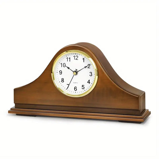Wooden Mantel Clock - Vintage Silent Clock with Concealed Storage Box, Perfect for Living Room, Office, Dining Room, Decoration, Gift by Anti Spier