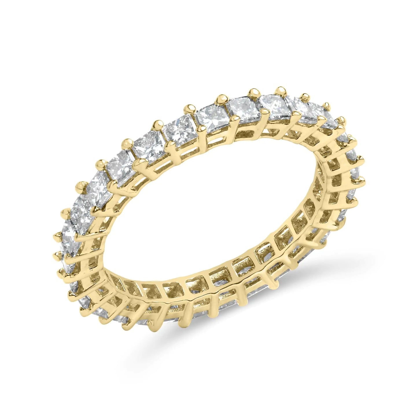 14K Yellow Gold 2.00 Cttw Shared Prong Set Princess Cut Diamond Eternity Band Ring (J-K Color, SI1-SI2 Clarity) - Ring Size 7 by Anti Spier