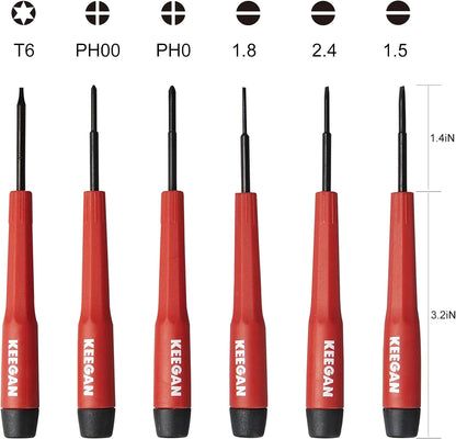 6 Piece Precision Screwdriver Tool Set Eyeglass Repair Computer Kit Magnetic Bit by Anti Spier