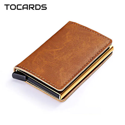 RFID Lock Vintage Automatic Leather Credit Card Holder by Anti Spier