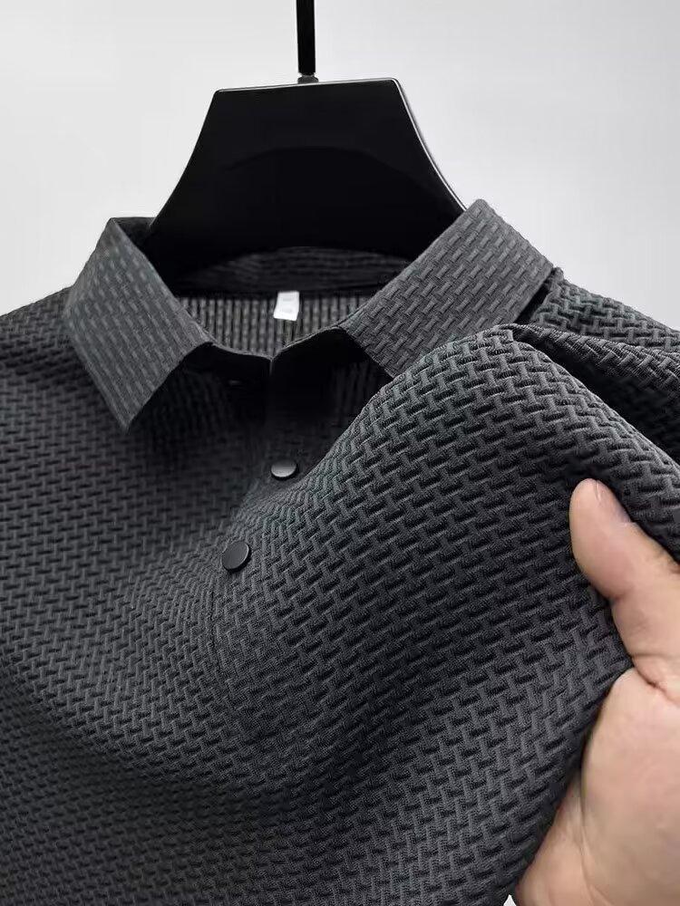 Retro polo shirt for men, versatile in summer, solid-color collared half-sleeve shirt top, trendy short-sleeved shirt by Hypersku