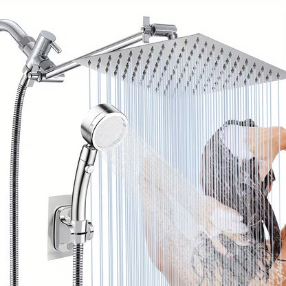 High-Pressure Shower Head with Handheld Spray - Combination Shower System, 9-Spray Settings (Rain & Handheld), Leak proof Shower heads with Flexible Hose & Bracket, Adjustable Height/Angle, Stainless Rainfall Shower head Suitable for Modern Bathrooms by Anti Spier