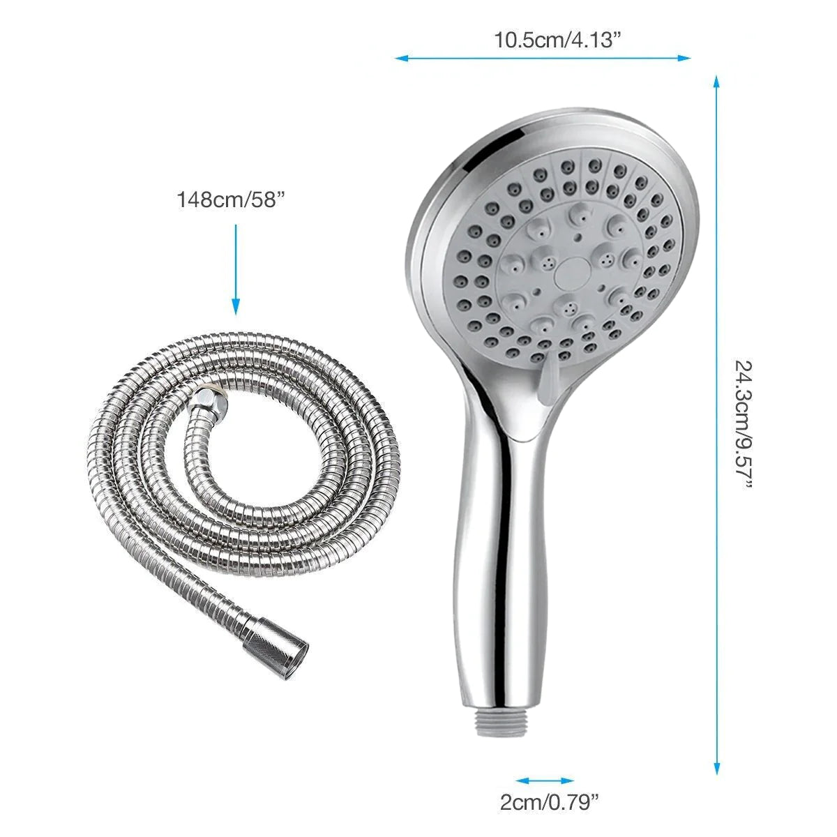High Pressure Shower Head 5 Settings Handheld Shower Heads Spray With 5 FT Hose by Anti Spier
