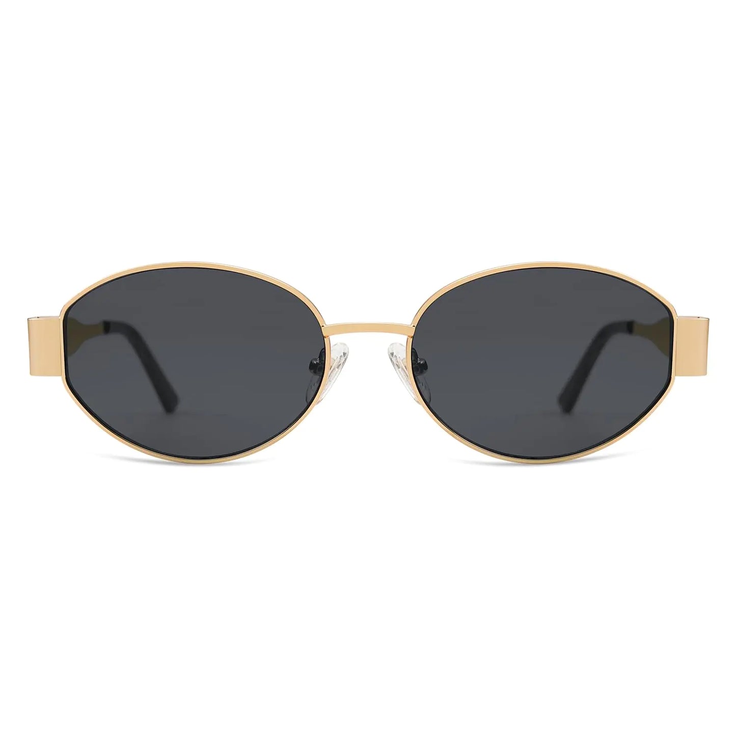 SOJOS Retro Oval Sunglasses for Women Men Trendy Sun Glasses Classic Shades UV400 Protection SJ1217 Gold/Grey by Anti Spier