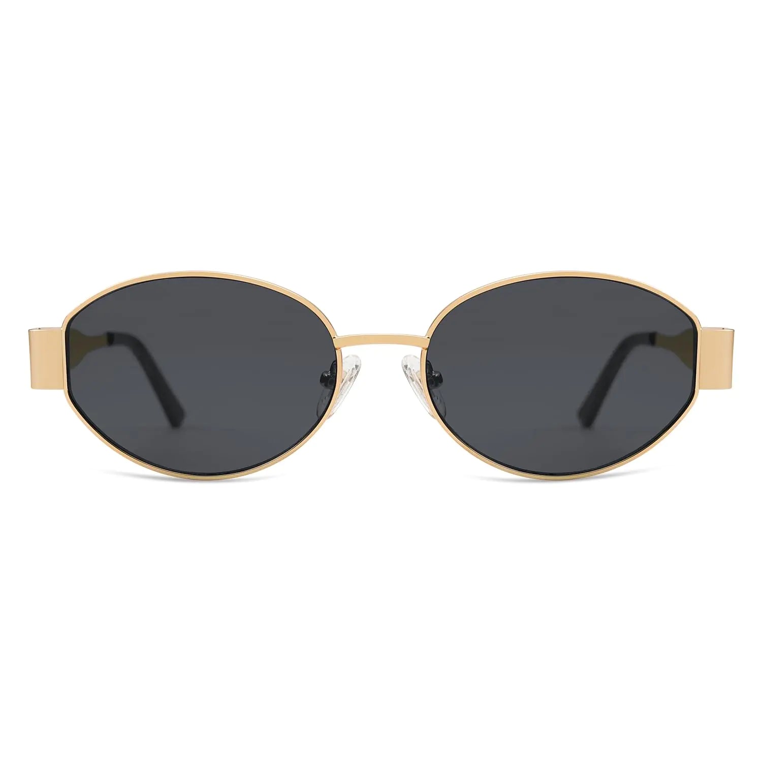 SOJOS Retro Oval Sunglasses for Women Men Trendy Sun Glasses Classic Shades UV400 Protection SJ1217 Gold/Grey by Anti Spier