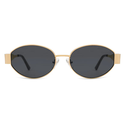 SOJOS Retro Oval Sunglasses for Women Men Trendy Sun Glasses Classic Shades UV400 Protection SJ1217 Gold/Grey by Anti Spier