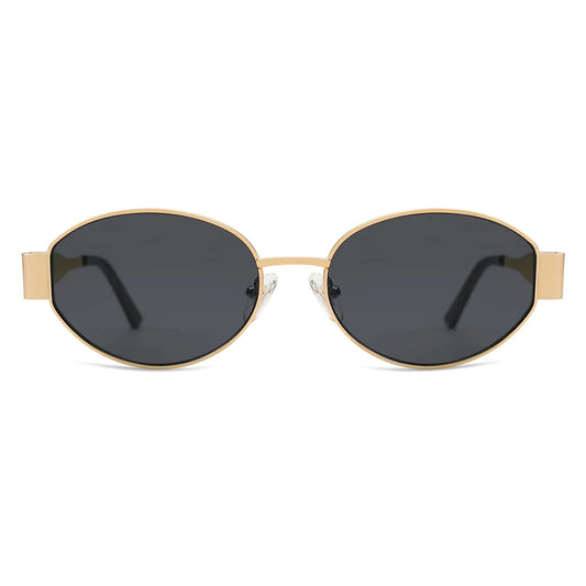 SOJOS Retro Oval Sunglasses for Women Men Trendy Sun Glasses Classic Shades UV400 Protection SJ1217 Gold/Grey by Anti Spier