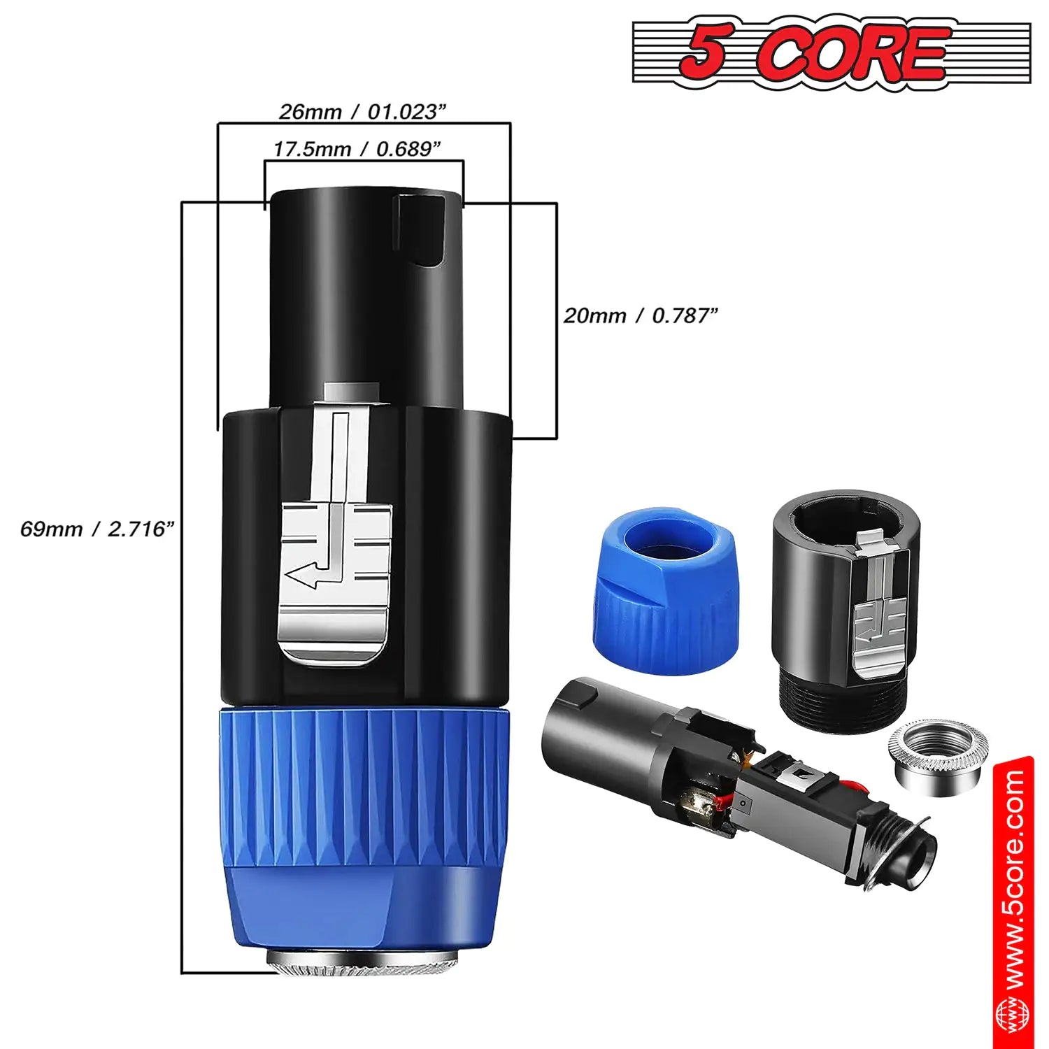5 Core Speakon Adapter High Quality Audio Jack Male Audio Pin Speaker Adapter Connector by Anti Spier