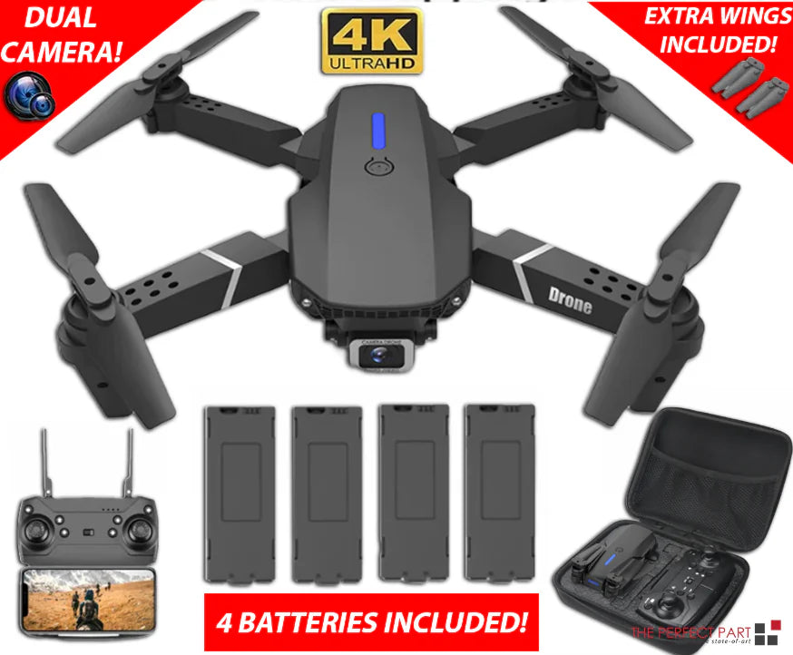 2023 New RC Drone With 4K HD Dual Camera WiFi FPV Foldable Quadcopter +4 Battery by Anti Spier