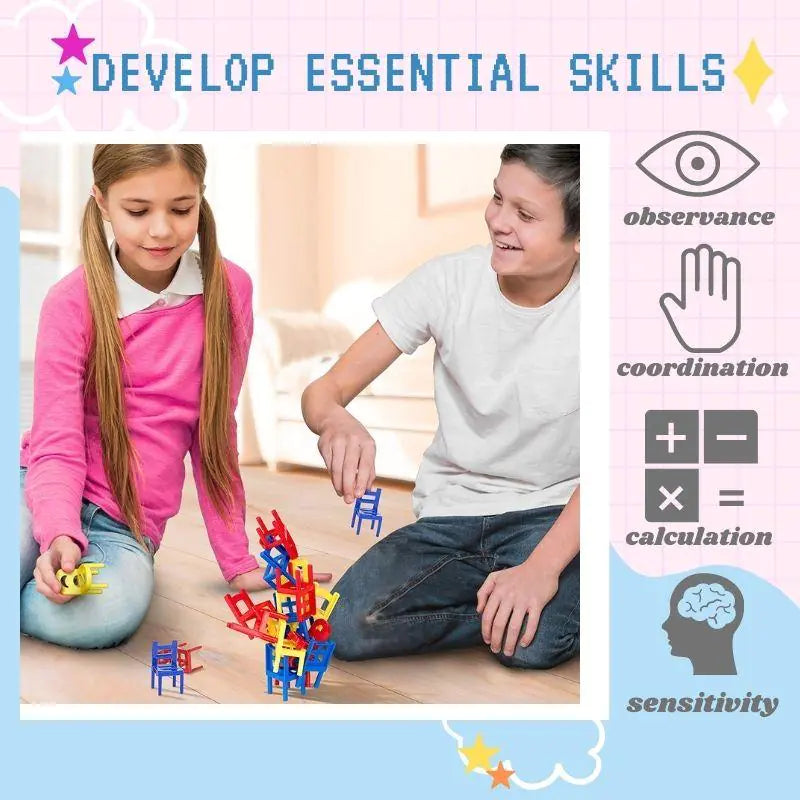 Chairs Stacking Puzzle Game (Set of 18) by Anti Spier